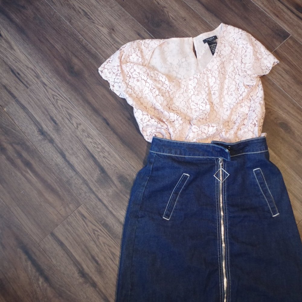 Jean Skirt & Pink Blouse Demin By Vero Moda